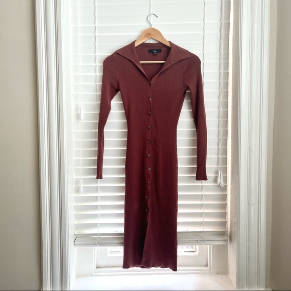 Lulus Button Down Ribbed Dress - Picture 4 of 4
